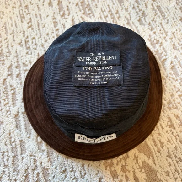 Eric Javits Brown Suede Wide-Brim bucket Hat - Picture 2 of 5
